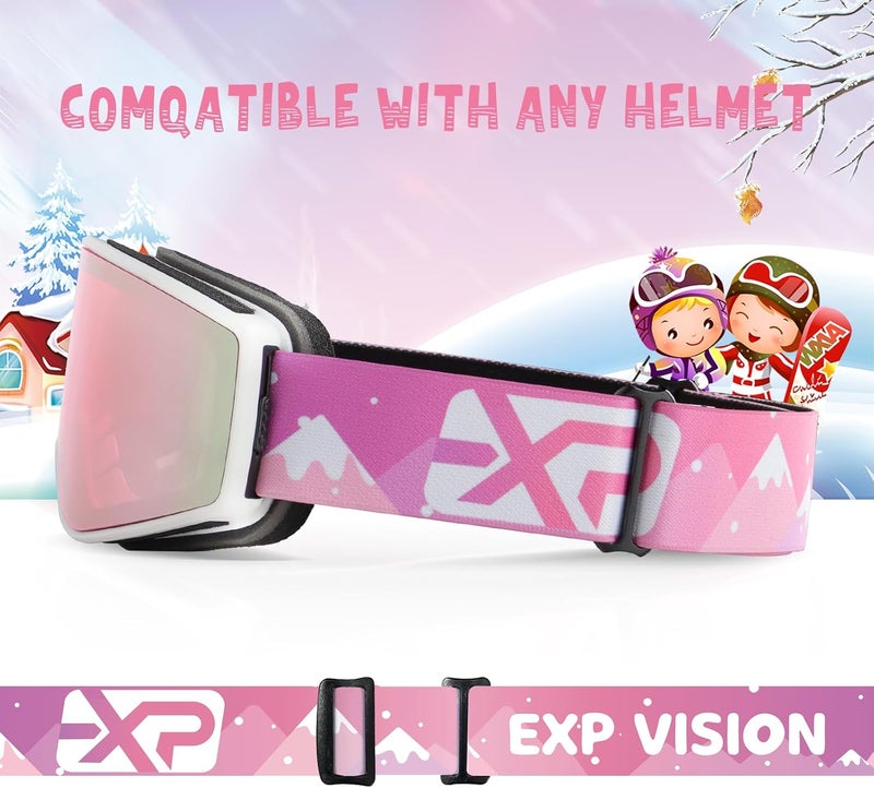 EXP VISION Ski/Snowboard Goggles Parent-child Snow Goggles Over Glasses for Men, Women Youth Kids - Image 5